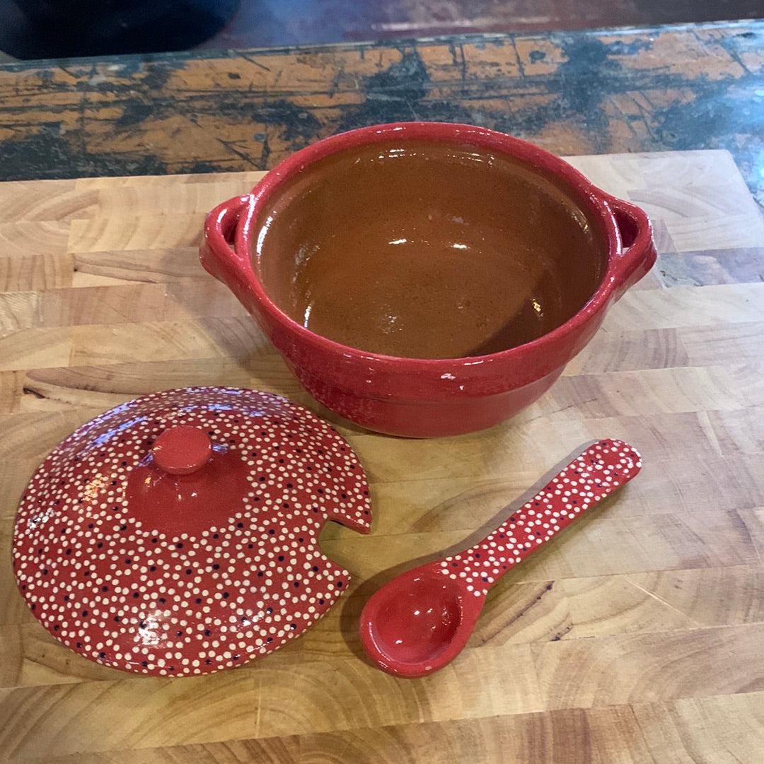 Clay pot small (Red) W/ lid & spoon